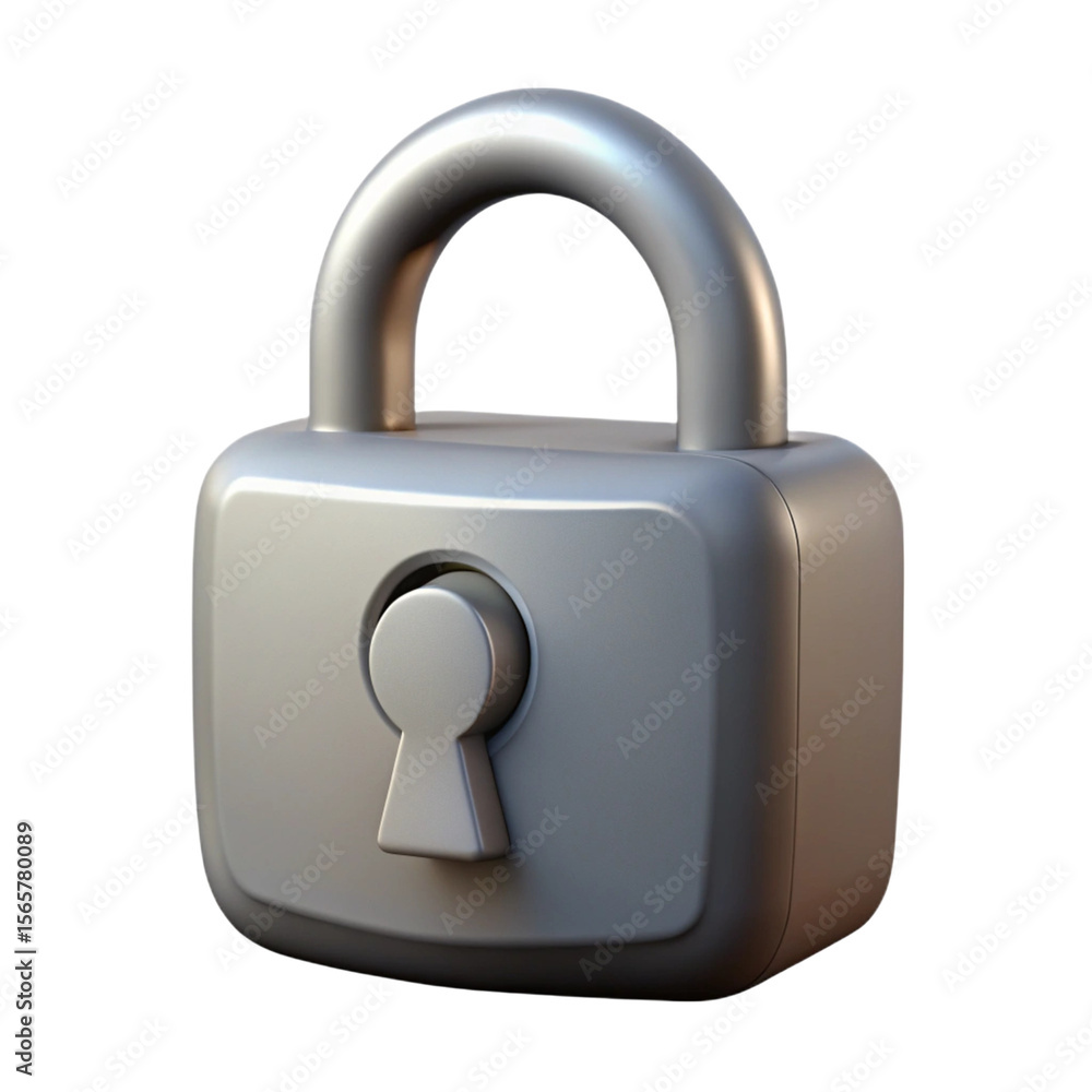 Poster 3d rendered silver padlock representing security privacy protection and data encryption