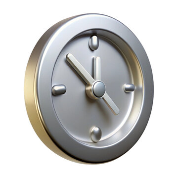 3d rendered silver clock illustration isolated against a black background to represent time