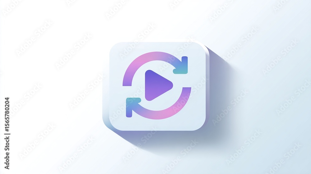 Poster refresh button on white background for ui/ux, looping video, continuous playback symbol