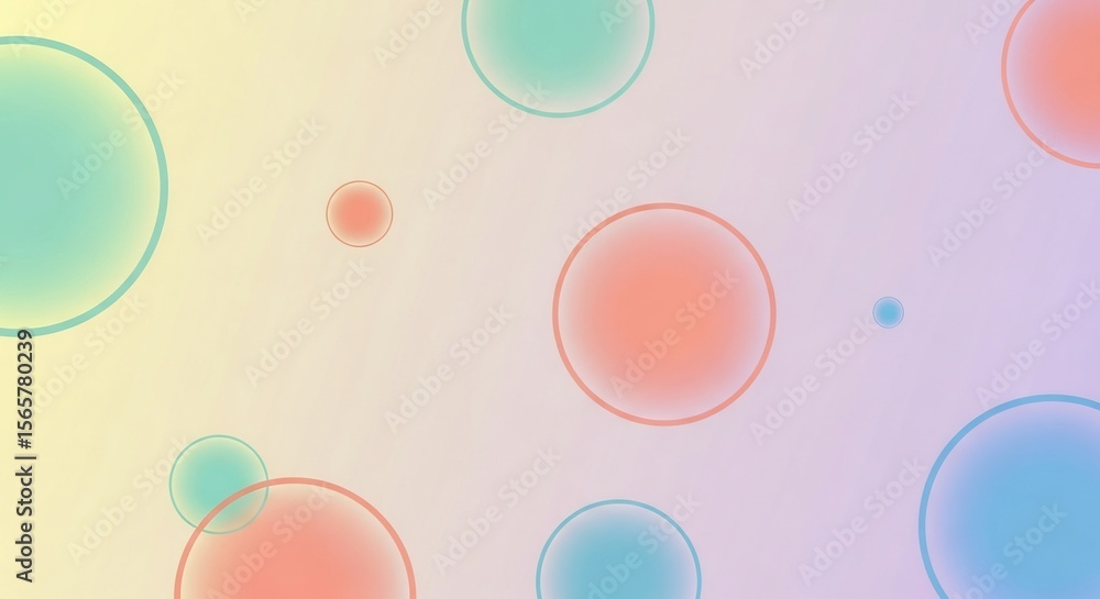 Aufkleber pastel gradient background with transparent circles, abstract design