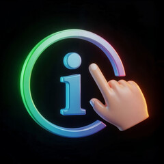 3D Information Icon with Tapping Finger