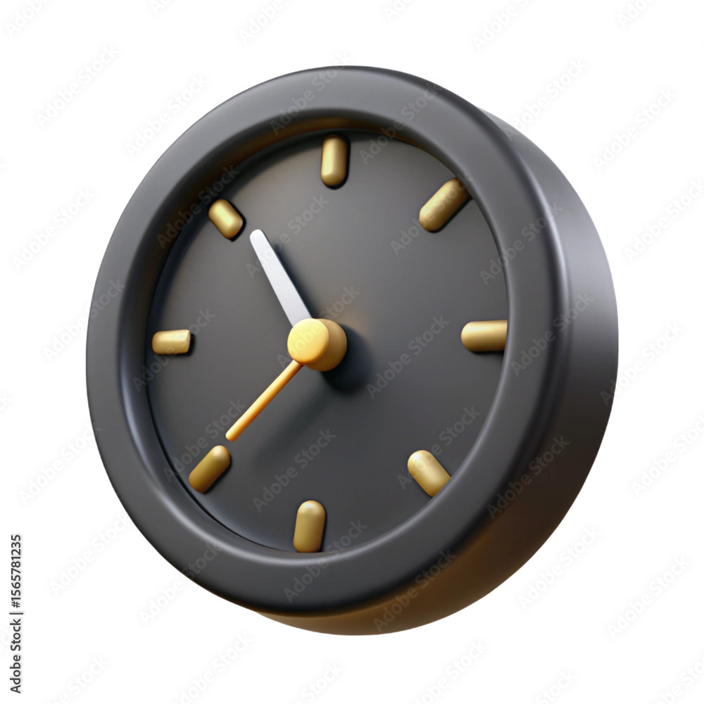 Poster realistic 3d rendered analog clock face showing time and scheduling concept on black background