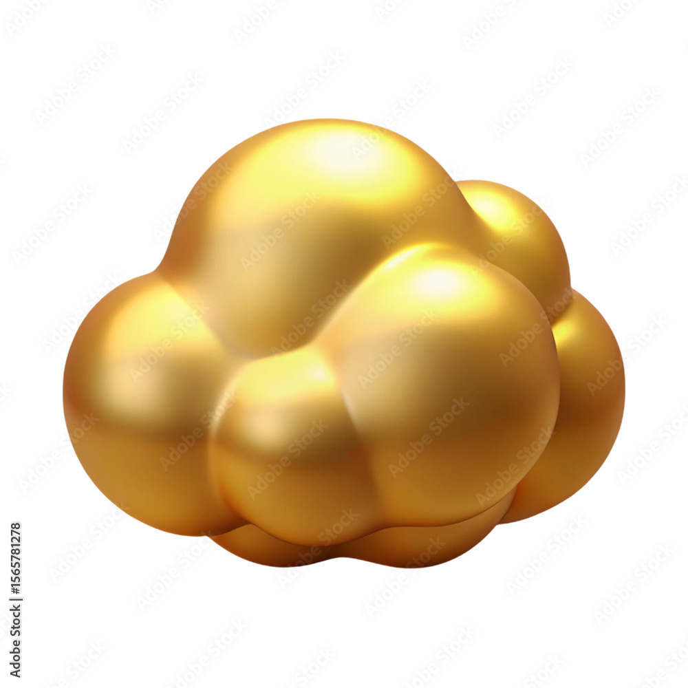 Poster realistic render of a golden sphere cluster on a black background with smooth metallic surface