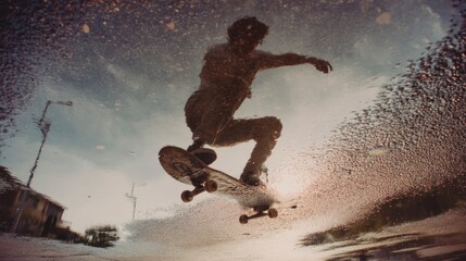 Obraz premium Skateboarder performing aerial trick