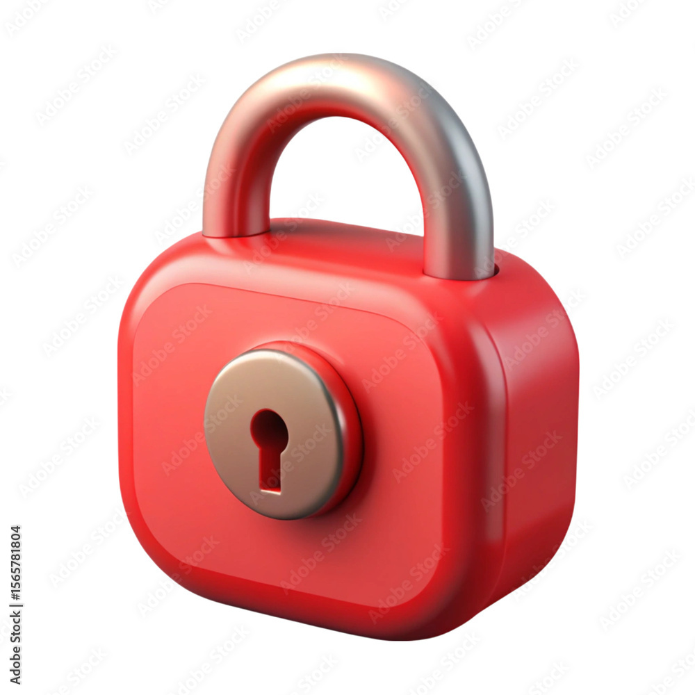 Poster vibrant 3d render of a red padlock symbolizing security and protection on black background