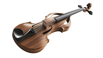 Obraz premium Classic wooden violin with bow, Transparent background, PNG file