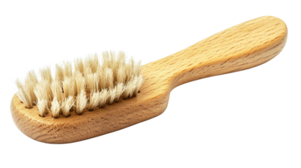 Cleaning brush with wooden handle Transparent background, PNG file