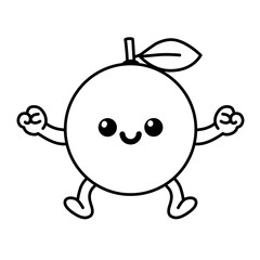 Cartoon character sketch of orange fruit with smiling expression, orange icon, orange logo, great as sticker or emot.