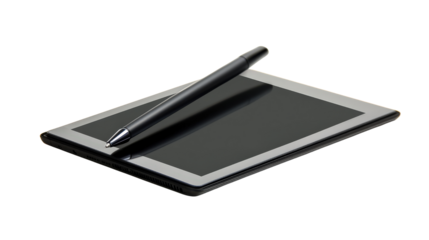 Digital pen stylus with tablet, Transparent background, PNG file