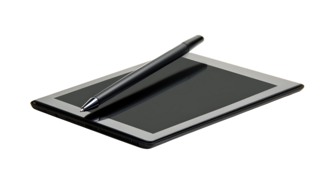Digital pen stylus with tablet, Transparent background, PNG file