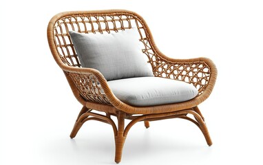 Relax in this cozy rattan armchair Perfect for patio, living room, or bedroom Natural woven design