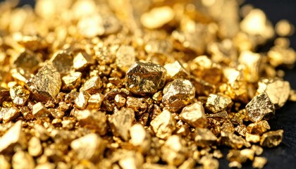 Close Up Of Rough Golden Pyrite Microcrystals Glimmering with Detailed Texture and Natural Surface