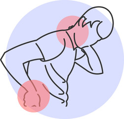 Man experiencing severe pain in his back and neck