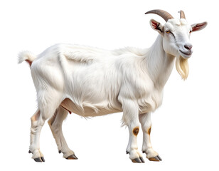 Fototapeta premium Realistic Side Profile of a White Goat Standing isolated on transparent background PNG