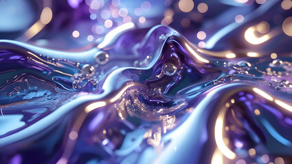 Dreamy Violet and Blue Abstract Silk Flow, Generative Ai