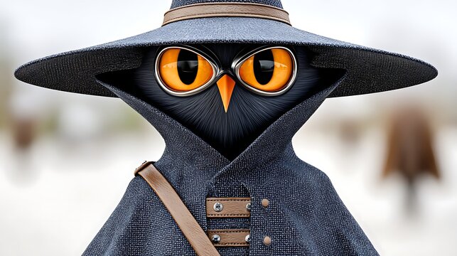 Cool Anime Spy Figure with Large Googly Eyes in Dark Hat and Cloak