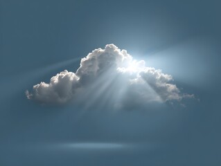 Naklejka premium A breathtaking image of a fluffy cloud bathed in sunlight against a vibrant blue sky, creating a scene of peace. 