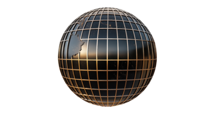 Globe icon with grid lines, Transparent background, PNG file