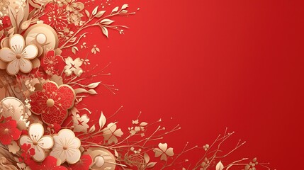 A vibrant Chinese New Year celebration background featuring auspicious red and gold colours and intricate traditional paper-cutting art, symbolising prosperity and good fortune.
