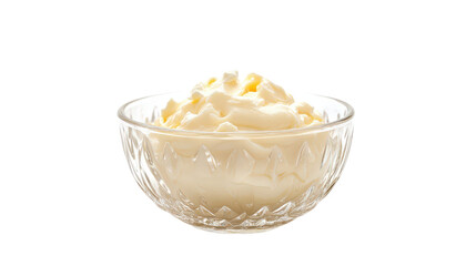 Glass bowl with beaten eggs Transparent background, PNG file
