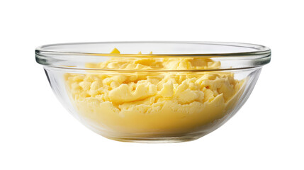 Glass bowl with beaten eggs Transparent background, PNG file