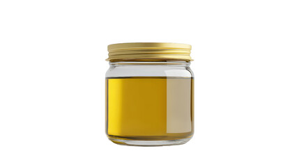 Glass jar of olive oil Transparent background, PNG file