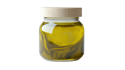 Glass jar of olive oil Transparent background, PNG file