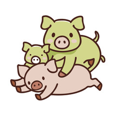 Naklejka premium pig family