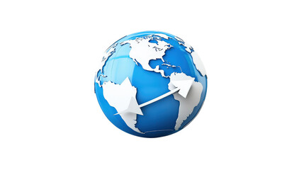 Globe and arrow symbol for delivery branding, Transparent background, PNG file