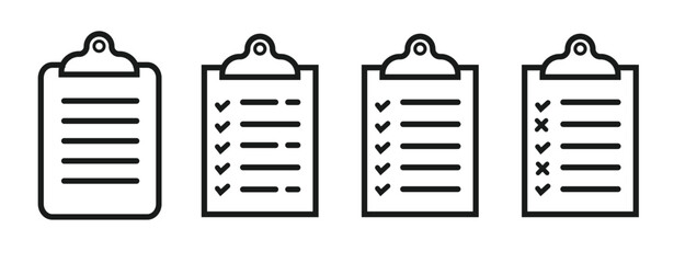 Clipboard with checklist icon in flat style. Planning and organization of work vector illustration on isolated background. Document sign business concept.