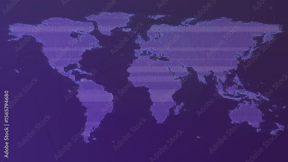 Poster upon start map emerging while scan lines flickering then dissolving into dot grid for data display