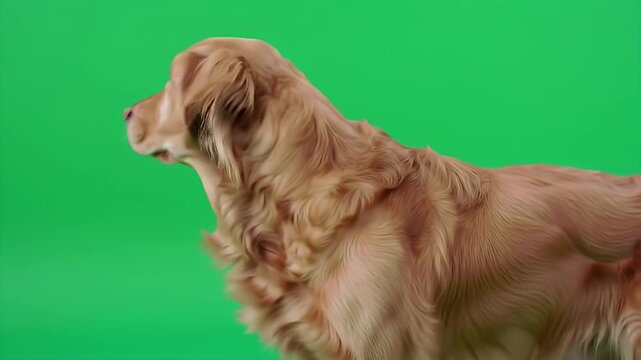 Golden Retriever Dog Stretching Shoulders Forward Isolated on Green Screen Background for Chroma Key Animal Pet Exercise Relaxation and Pet Care Stock Video
