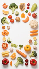 Naklejka premium vegetables that are effective for losing weight form a frame background in white