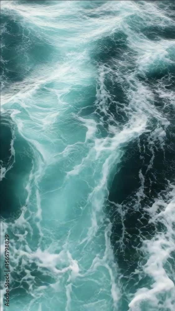 Poster waves breaking in the ocean creating a dynamic and beautiful scene.