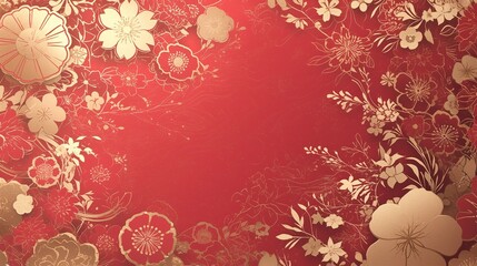 A vibrant Chinese New Year celebration background featuring auspicious red and gold colours and intricate traditional paper-cutting art, symbolising prosperity and good fortune.
