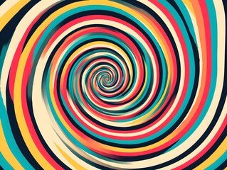 Obraz premium A vibrant, psychedelic spiral draws the viewer into a mesmerizing vortex of colors and shapes. The swirling design suggests movement and energy, invoking a sense of wonder and artistic expression.