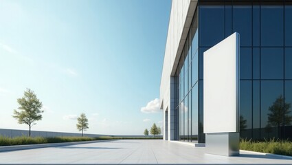 Fototapeta premium Modern Architectural Design Sleek Glass and Concrete Building Exterior