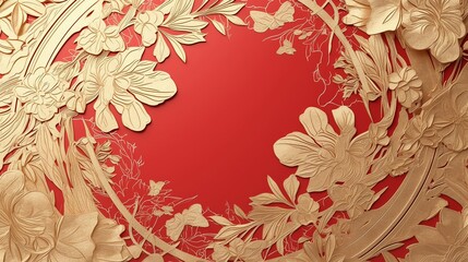 A vibrant Chinese New Year celebration background featuring auspicious red and gold colours and intricate traditional paper-cutting art, symbolising prosperity and good fortune.