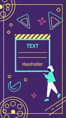 Modern Neon Video Template for Social Media with Text Area and Face Placeholder