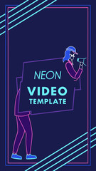 Modern Neon Video Template for Social Media with Text Area and Face Placeholder