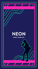 Modern Neon Video Template for Social Media with Text Area and Face Placeholder