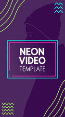 Modern Neon Video Template for Social Media with Text Area and Face Placeholder