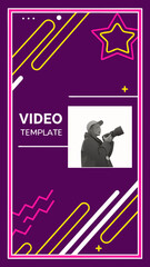 Modern Neon Video Template for Social Media with Text Area and Face Placeholder