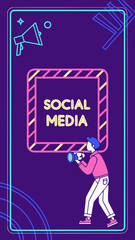 Modern Neon Video Template for Social Media with Text Area and Face Placeholder