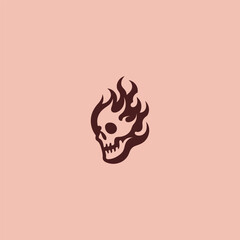 Skull flame logo in strong and minimal silhouette illustration.