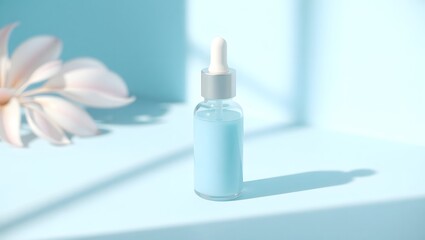 Spa still life with pink rose, orchid, and blank cosmetic cream bottles for beauty care