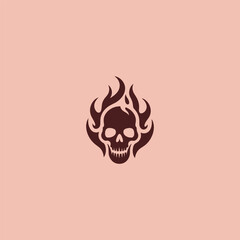 Skull flame logo in strong and minimal silhouette illustration.