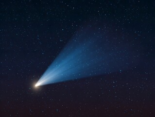 Obraz premium Comet streaking across a star filled night sky, a cosmic dance of light and celestial wonder.