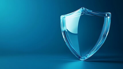 Transparent Glass Shield on Dark Blue Background Protection, Security, and Assurance with Light Reflections