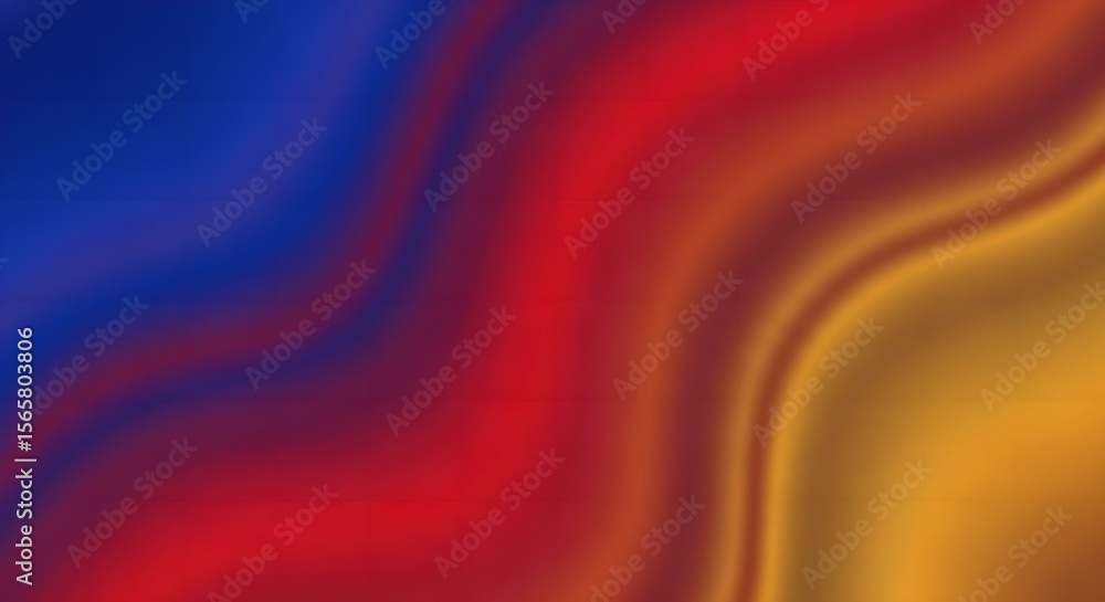 Poster abstract blurred background showing smooth color transition with blue red and golden tones.